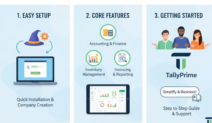 A three-panel infographic titledTa llyPrime: Beginner's Guide